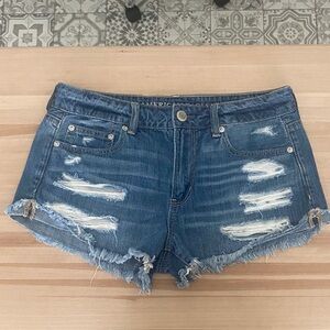 American Eagle Outfitters Blue Ripped Denim Shorts